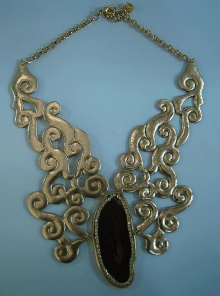 COLAR PEDRA ÁGATA COM STRASS CÓD. 1079